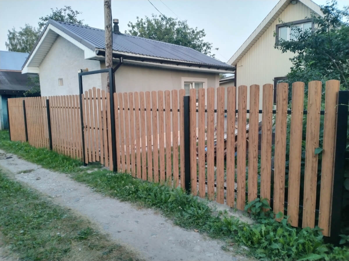 Забор из евроштакетника 14м Кипарис 2xPrintech двусторонний в Санкт-Петербурге